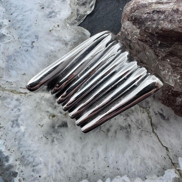 Sterling Silver Electroform Irregular Geometric Ring For Women, Taxco Mexico - Picture 1 of 10